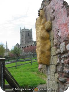 Castle ruins with view on St Peter's church